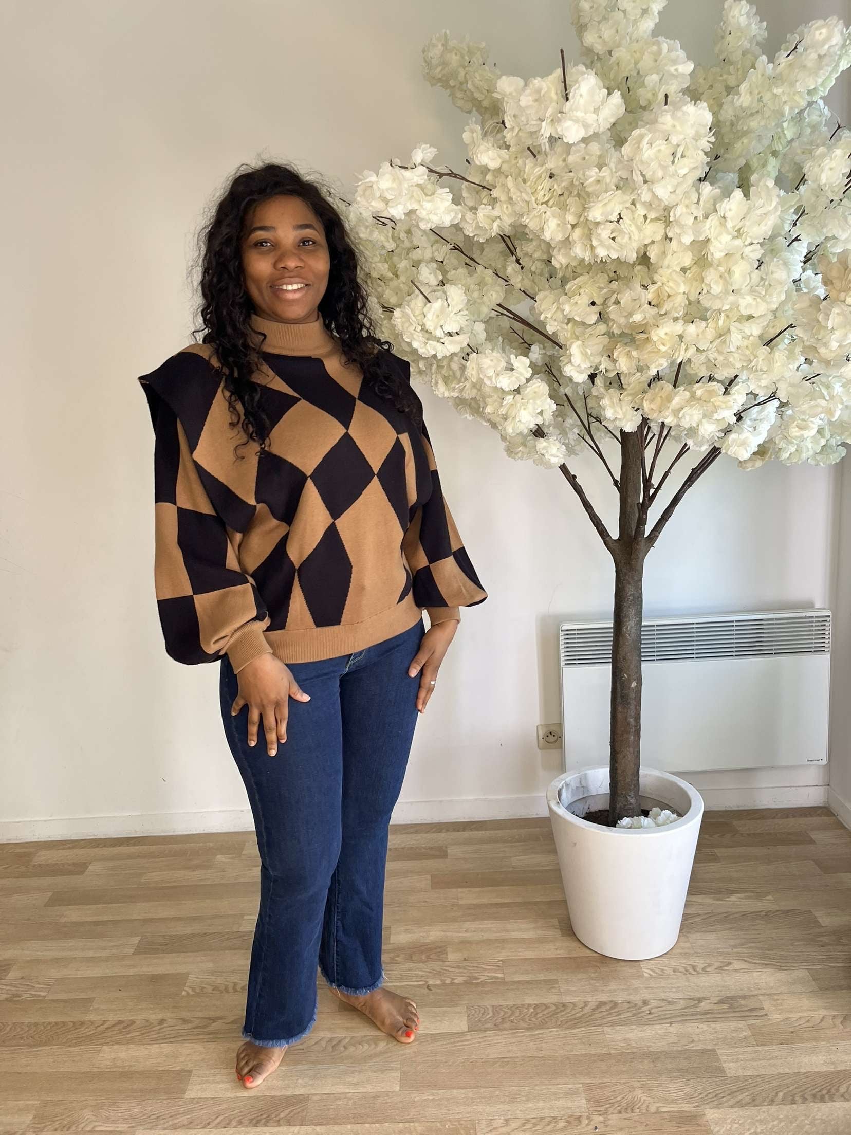 Pull en maille manche ballon