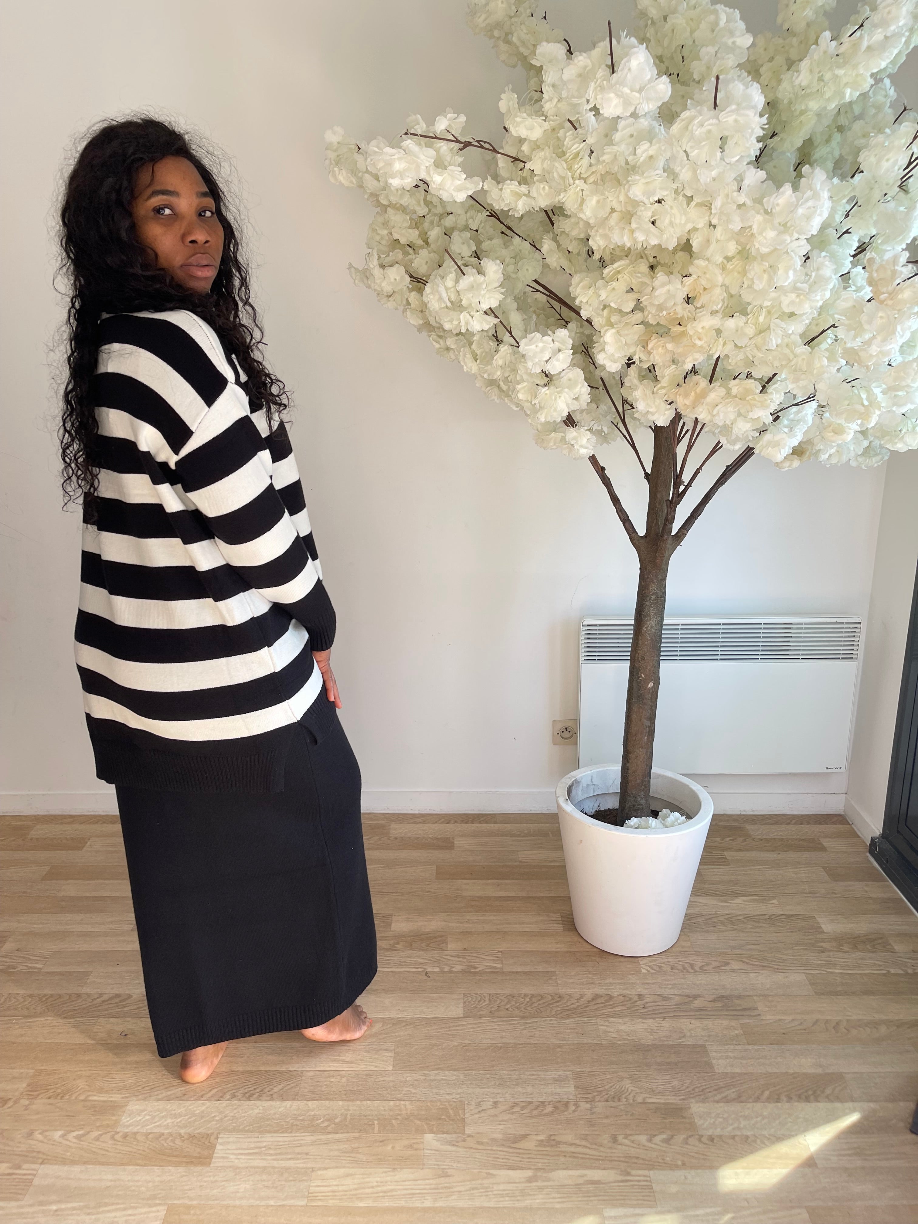 Ensemble deux pièces tunique et jupe en maille