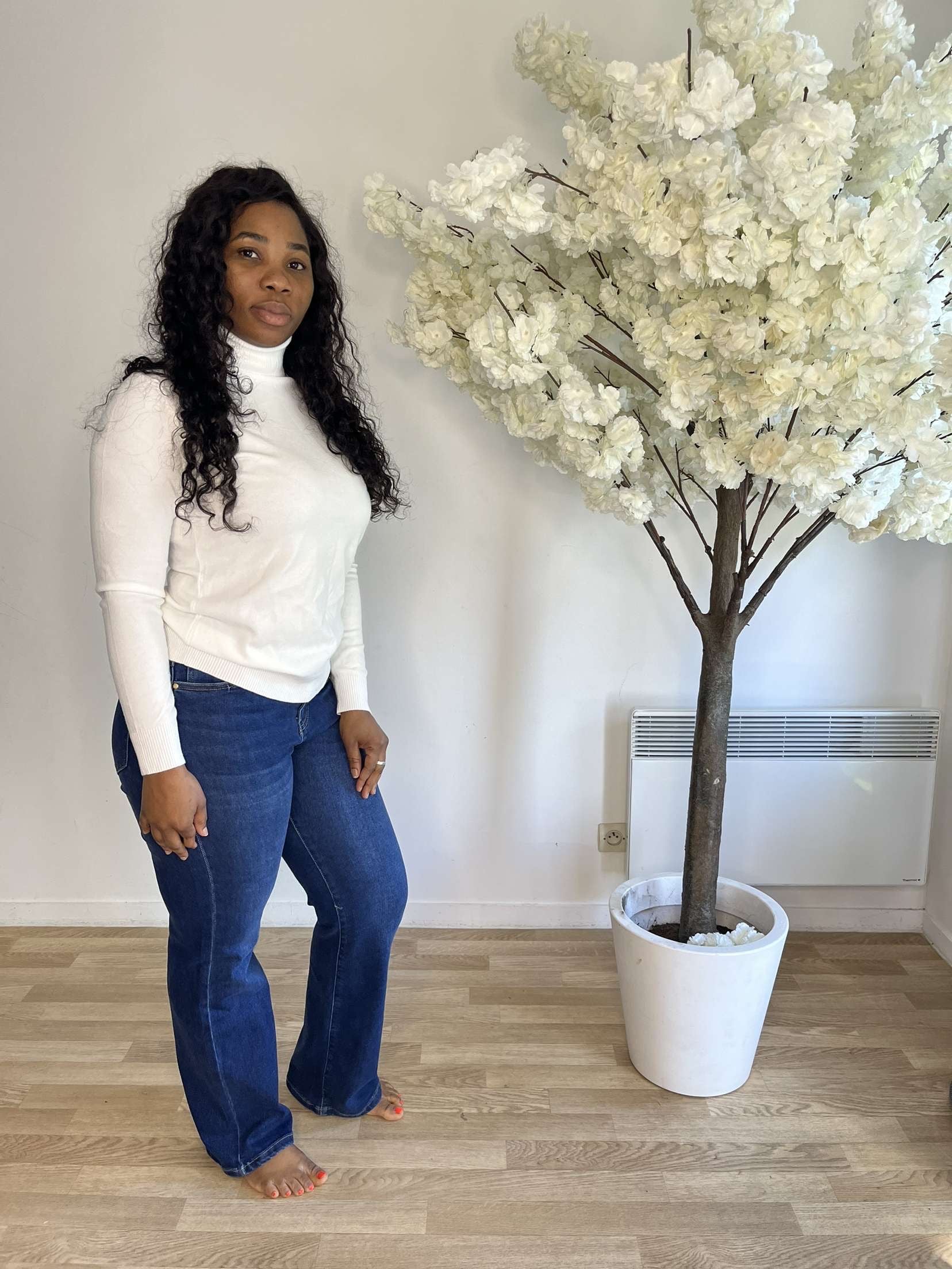 jeans évasé taille haute bleu bas large