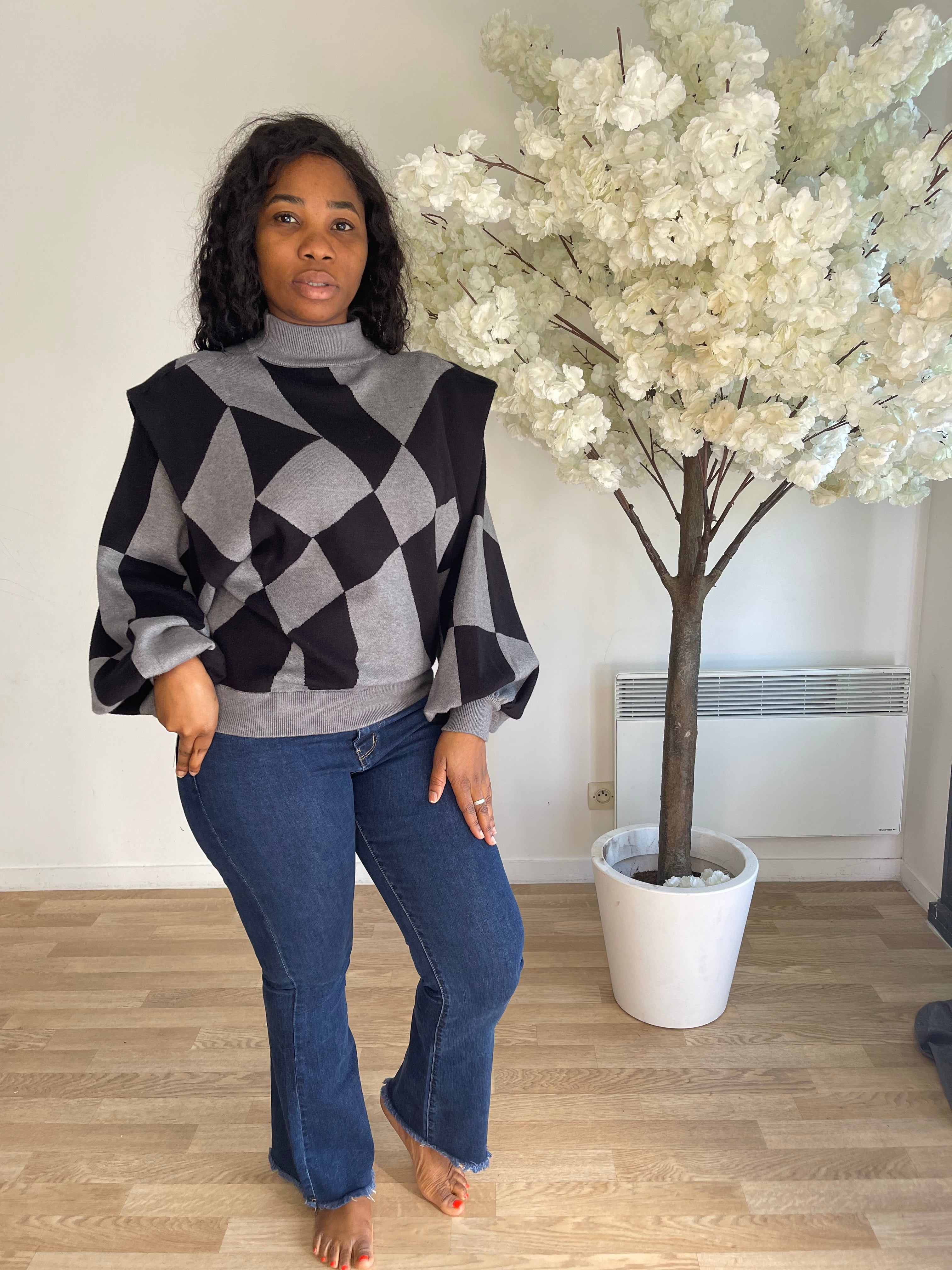 Pull en maille manche ballon