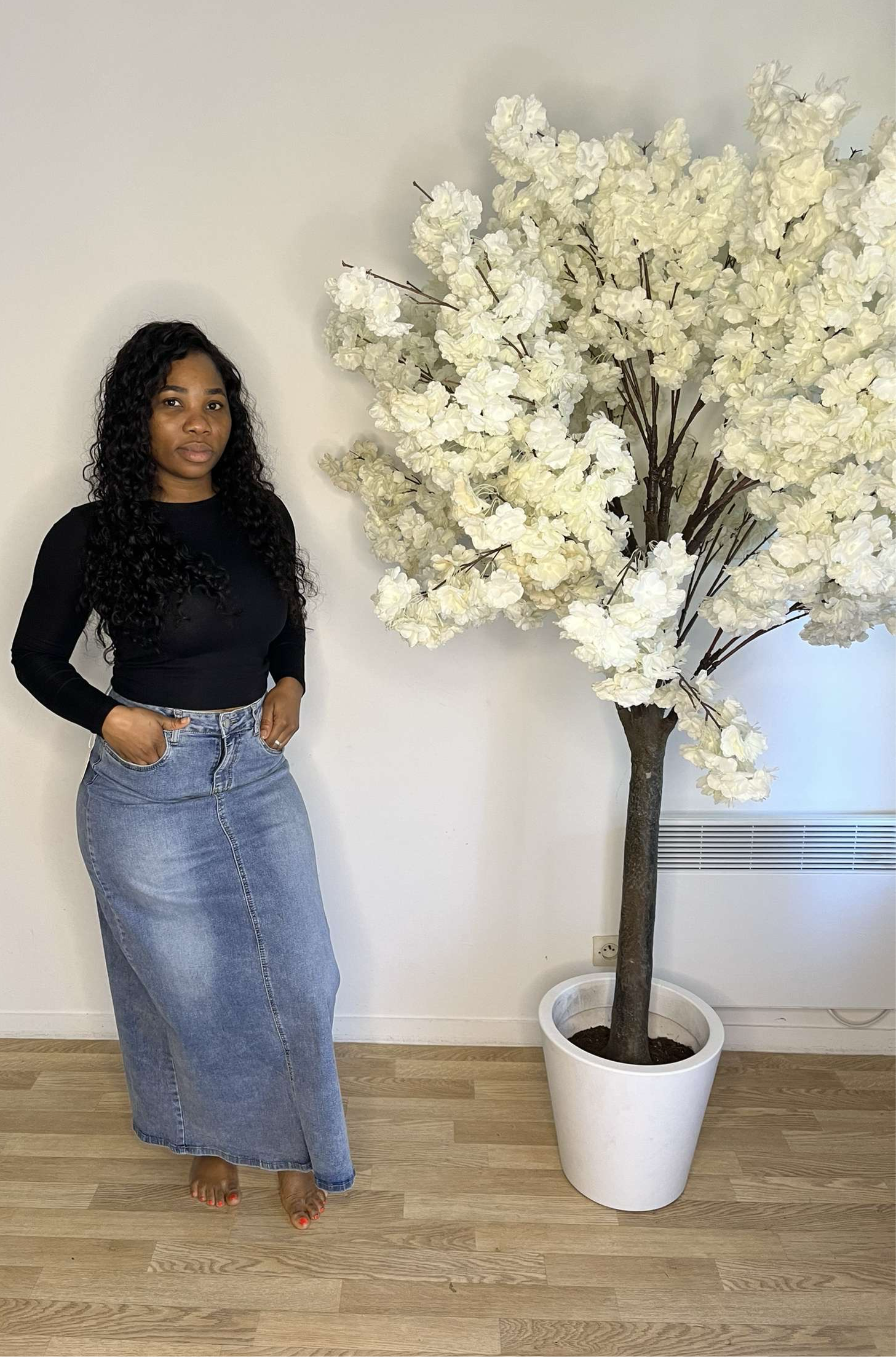 Jupe en jeans sans fente plusieurs modèles et couleurs