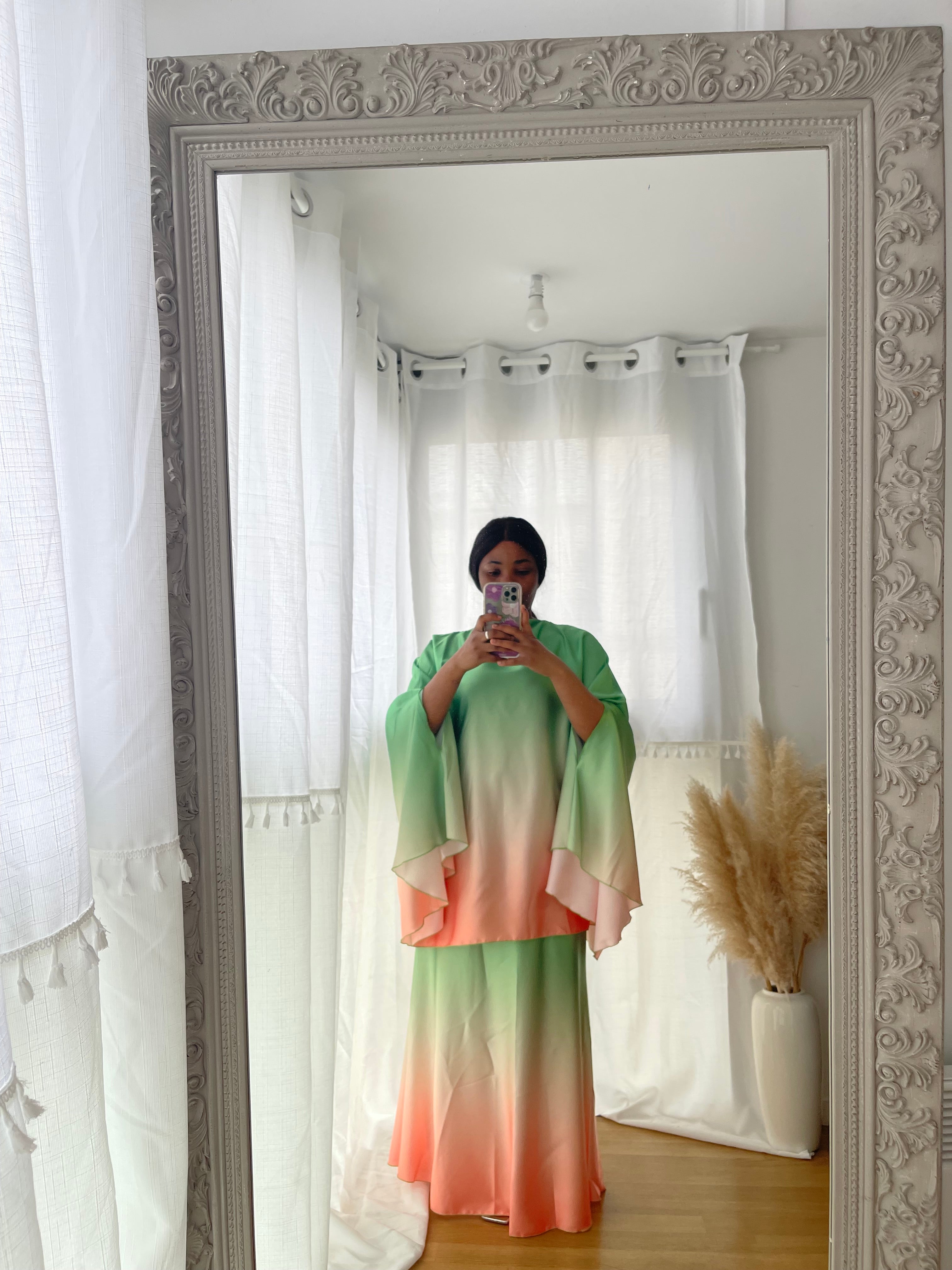 Ensemble jupe satiner dégradé