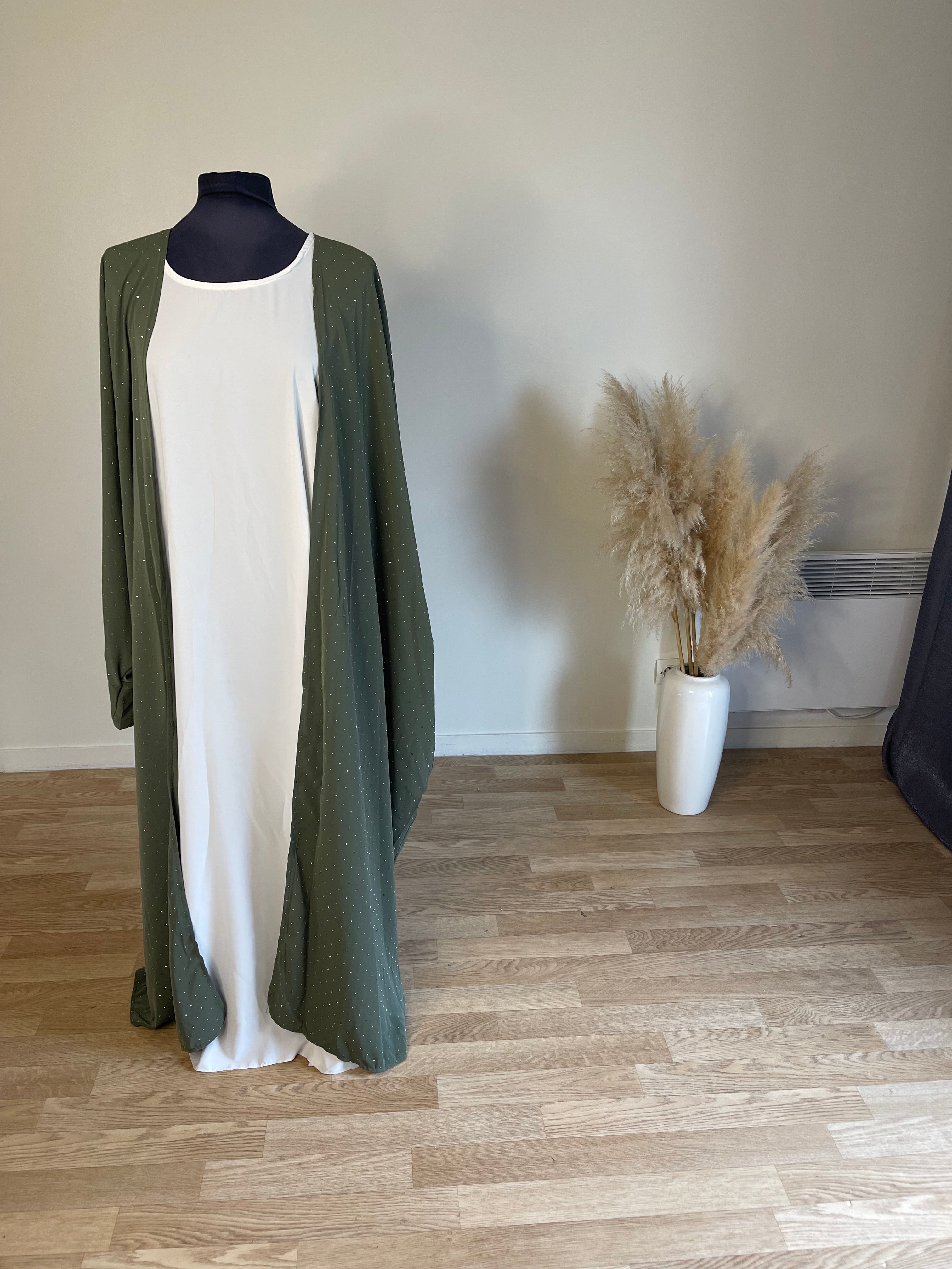 Kimono long farasha à strass taille unique