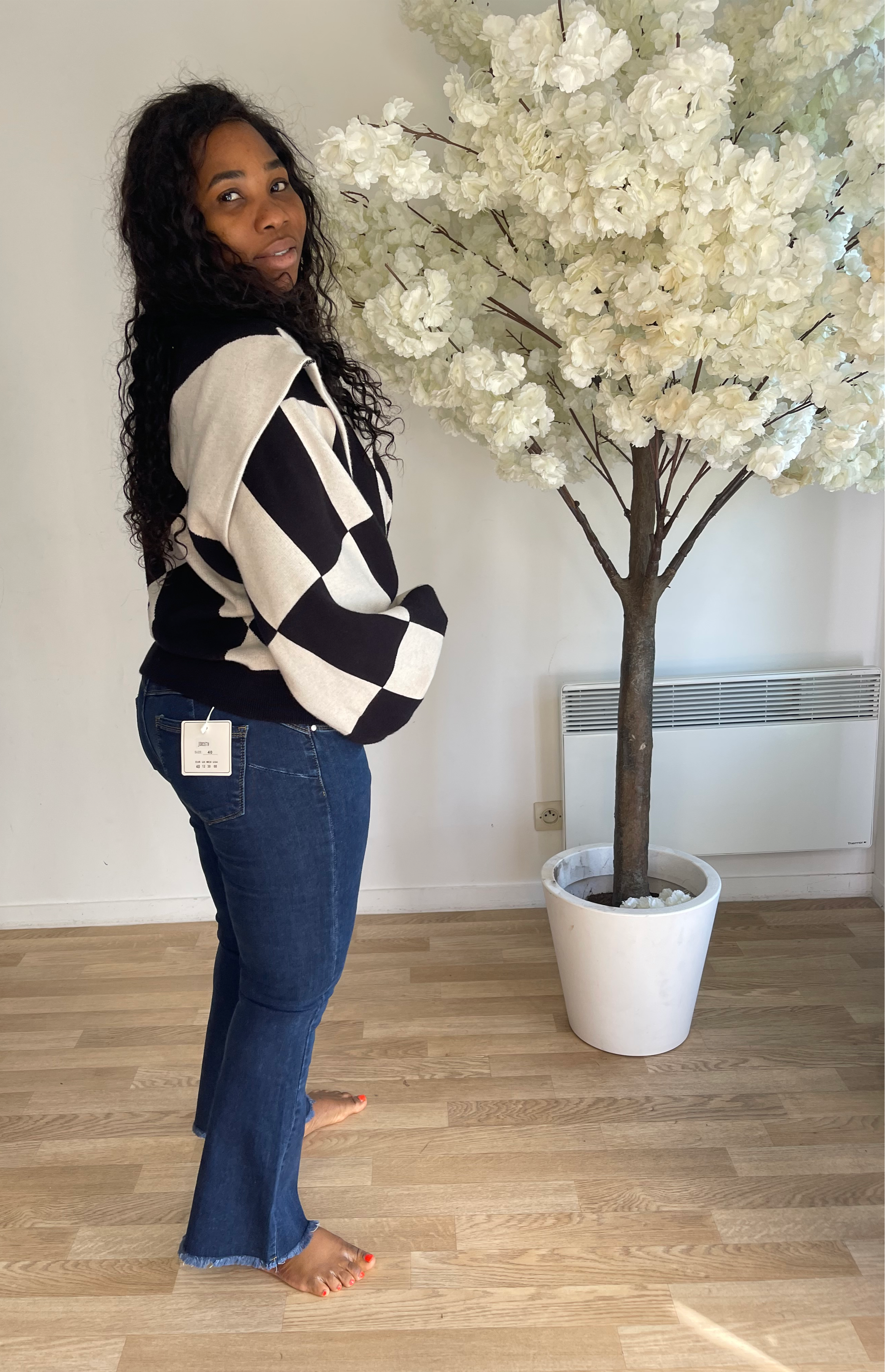 Pull en maille manche ballon