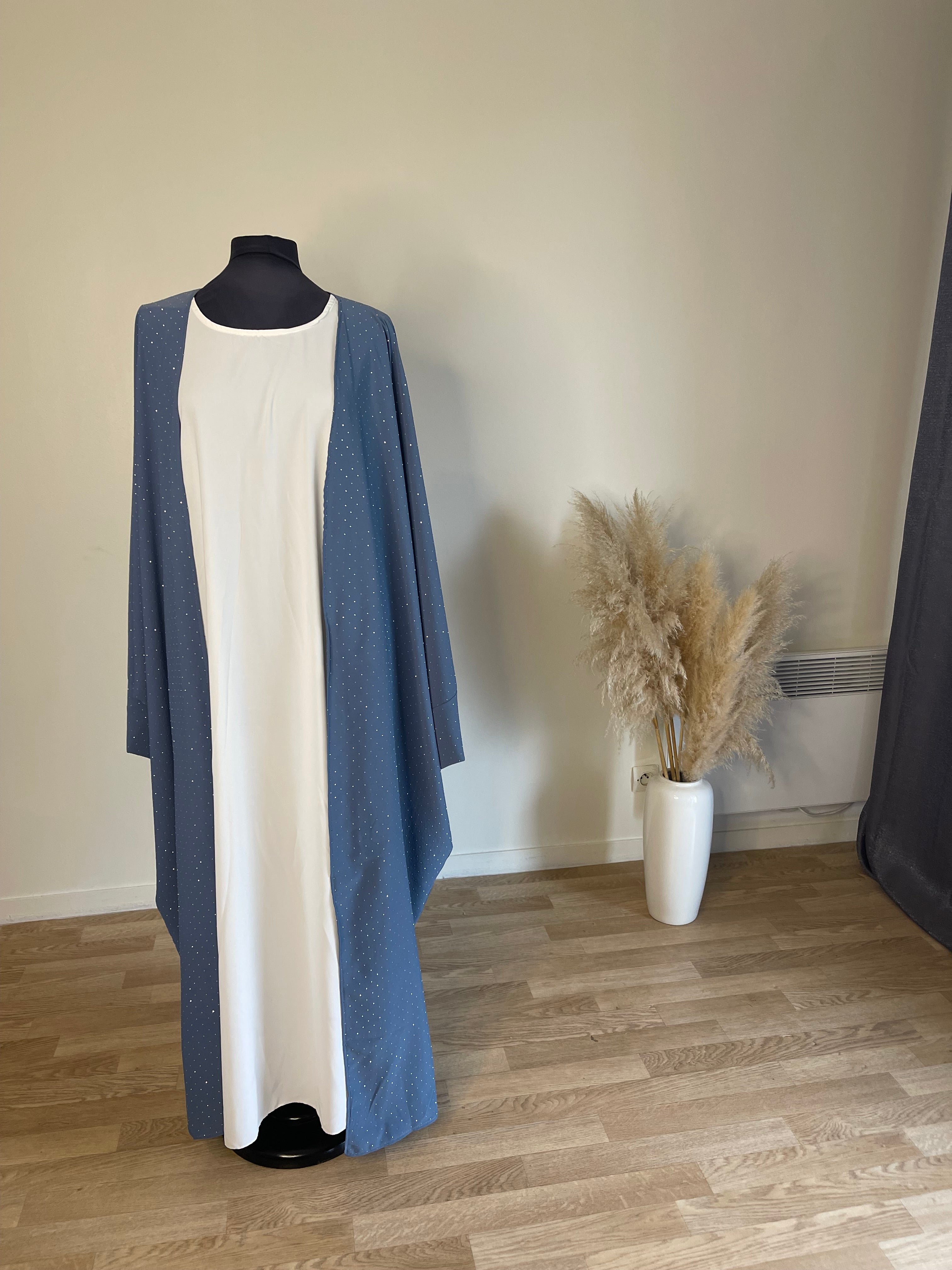 Kimono long farasha à strass taille unique