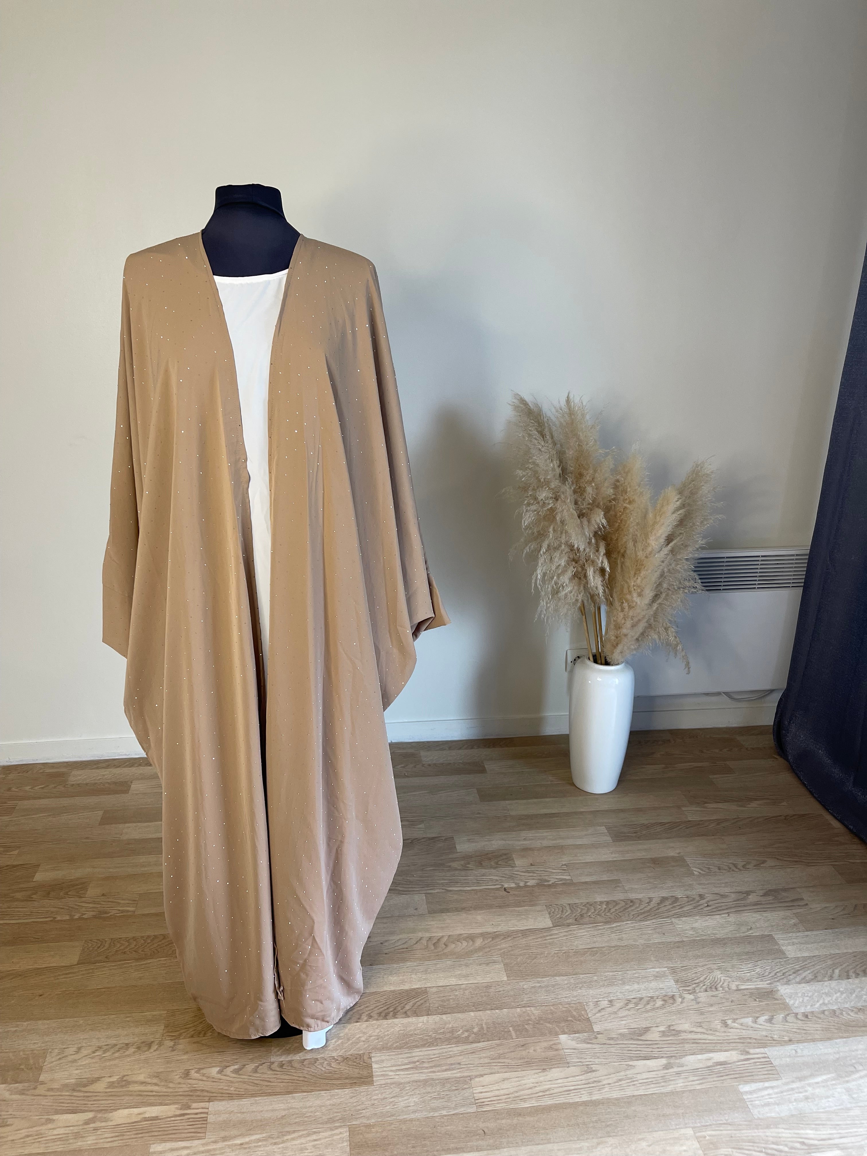 Kimono long farasha à strass taille unique