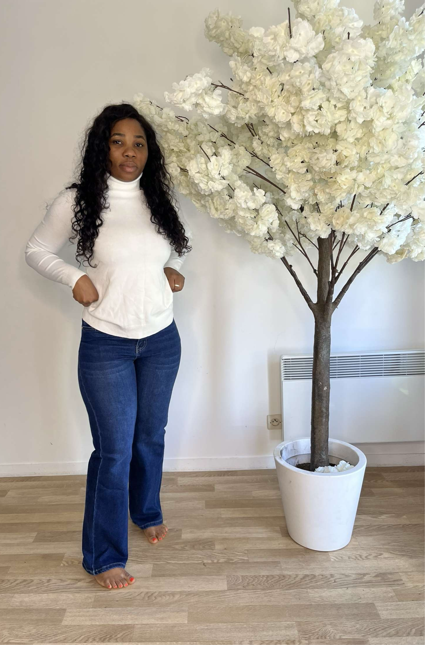 jeans évasé taille haute bleu bas large