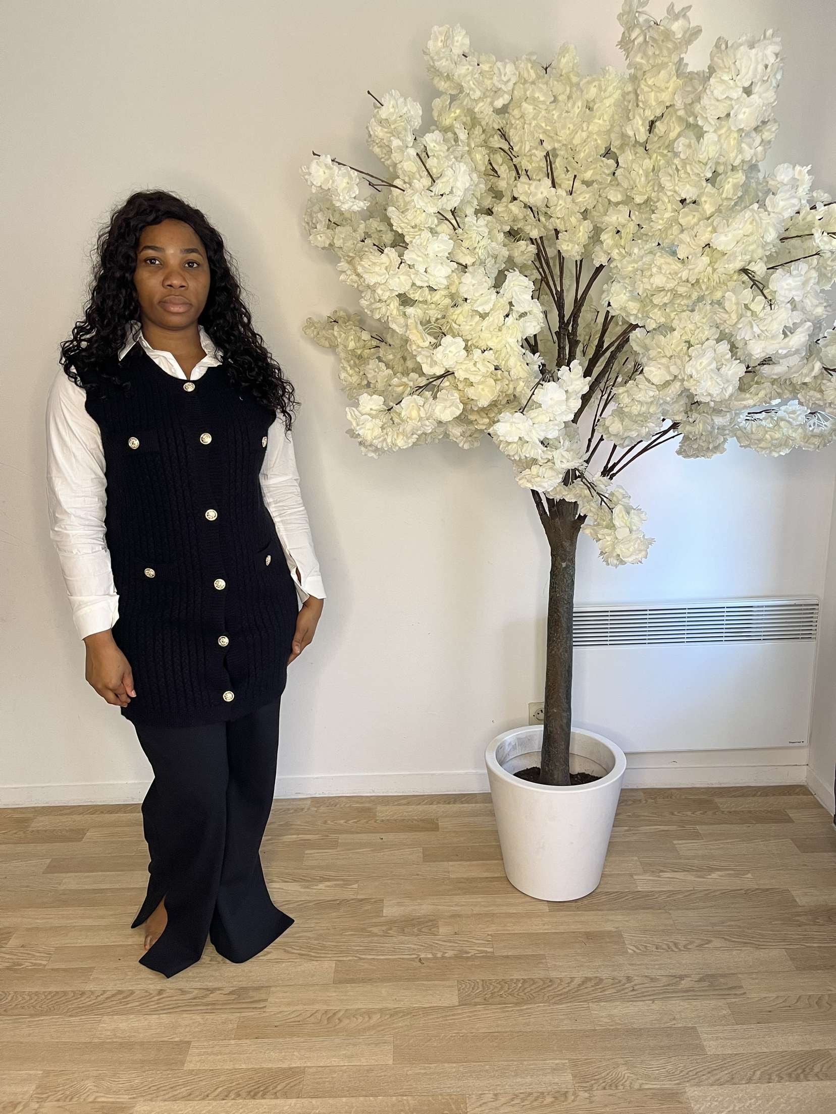 Gilet mi longue bouton doré