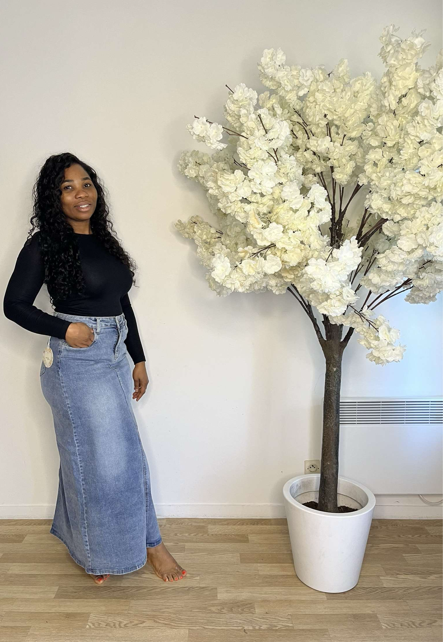 Jupe en jeans sans fente plusieurs modèles et couleurs