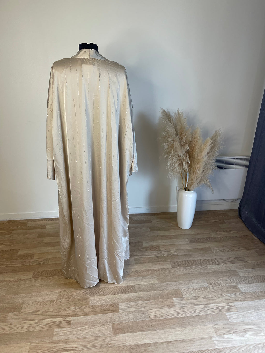 Abaya deux pièces sous robe et kimono à strass
